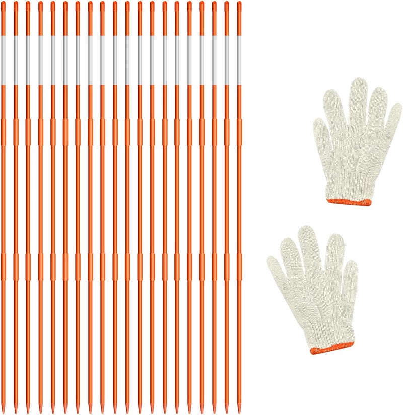 AHKUNMT 20Pcs Driveway Markers,4Ft Driveway Reflective Poles, Orange Fiberglass Snow Stakes with Reflective Tape for Easy Visibility at Night for Parking Lots (20, Orange) - Image 1